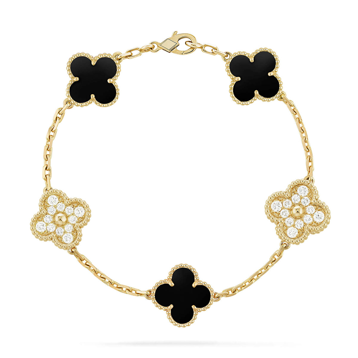 [Amore]LUCKY CLOVER 5-MOTIF BRACELET - BLACK OXNY COLLECTION
