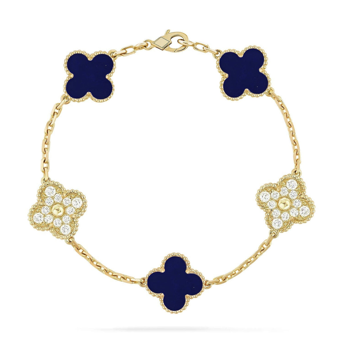 [Amore]LUCKY CLOVER 5-MOTIF BRACELET - LAPIS LAZULI COLLECTION