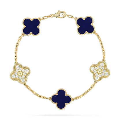 [Amore]LUCKY CLOVER 5-MOTIF BRACELET - LAPIS LAZULI COLLECTION