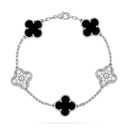 [Amore]LUCKY CLOVER 5-MOTIF BRACELET - BLACK OXNY COLLECTION