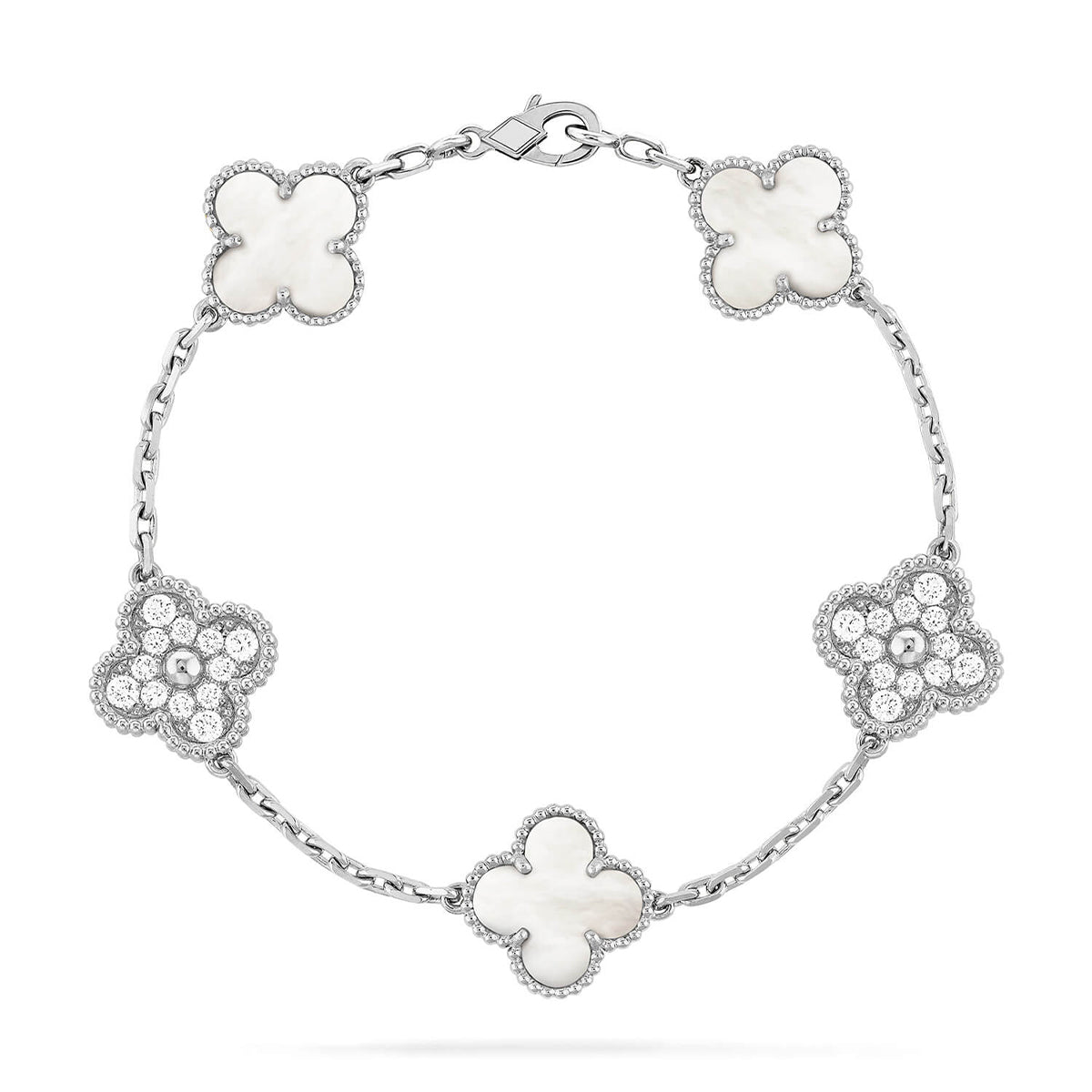 [Amore]LUCKY CLOVER 5-MOTIF BRACELET - WHITE MOTHER-OF-PEARL COLLECTION