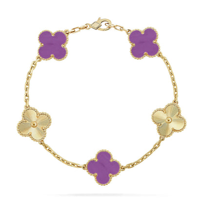 [Amore]LUCKY CLOVER 5-MOTIF BRACELET - VIOLET COLLECTION