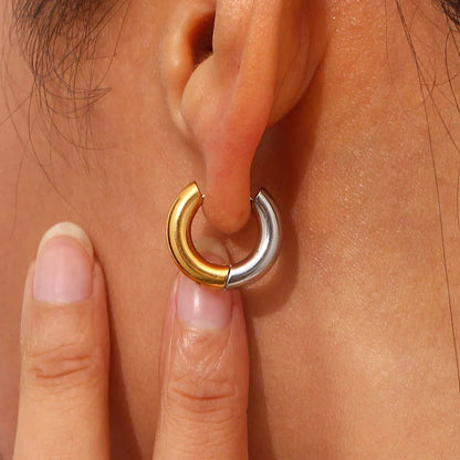 [Amore]Ingrid Two Tone Hoop Earring