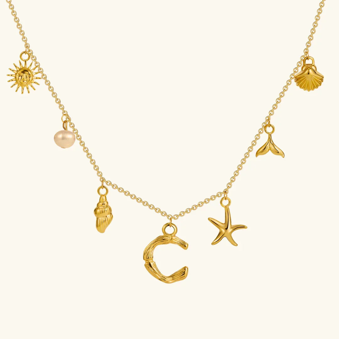 [Amore]Avaria Ocean Initial Necklace
