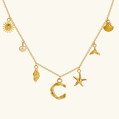 [Amore]Avaria Ocean Initial Necklace