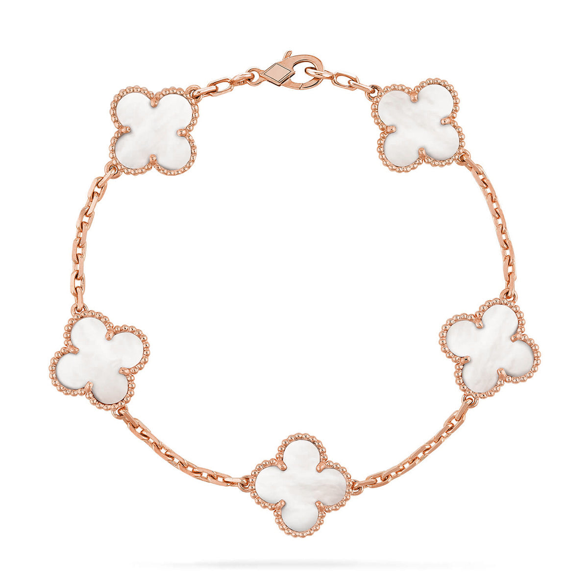 [Amore]LUCKY CLOVER 5-MOTIF BRACELET - WHITE MOTHER-OF-PEARL COLLECTION