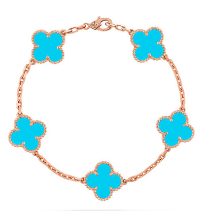 [Amore]LUCKY CLOVER 5-MOTIF BRACELET - TURQUOISE COLLECTION