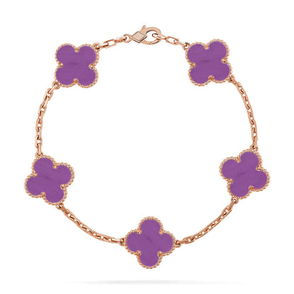 [Amore]LUCKY CLOVER 5-MOTIF BRACELET - VIOLET COLLECTION