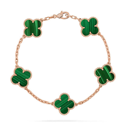 [Amore]LUCKY CLOVER 5-MOTIF BRACELET - MALACHITE COLLECTION