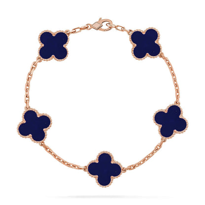 [Amore]LUCKY CLOVER 5-MOTIF BRACELET - LAPIS LAZULI COLLECTION