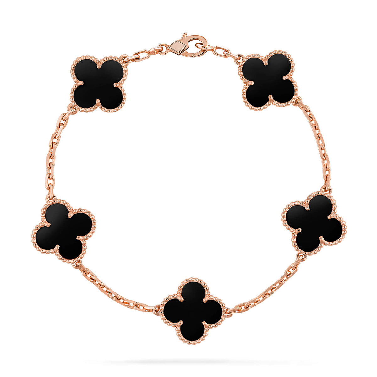 [Amore]LUCKY CLOVER 5-MOTIF BRACELET - BLACK OXNY COLLECTION