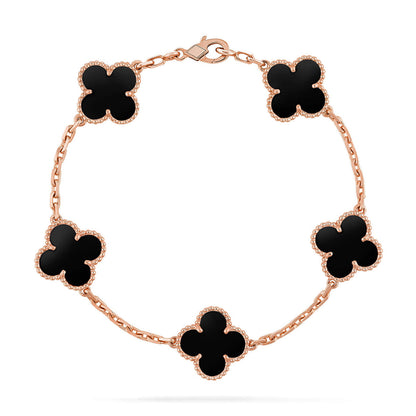 [Amore]LUCKY CLOVER 5-MOTIF BRACELET - BLACK OXNY COLLECTION