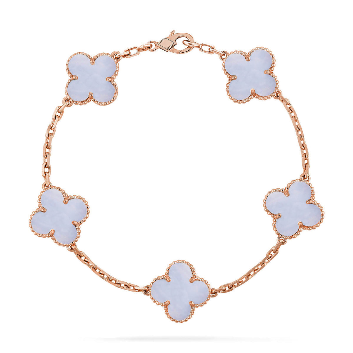 [Amore]LUCKY CLOVER 5-MOTIF BRACELET - PURPLE CHALCEDONY COLLECTION