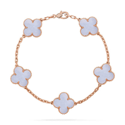 [Amore]LUCKY CLOVER 5-MOTIF BRACELET - PURPLE CHALCEDONY COLLECTION
