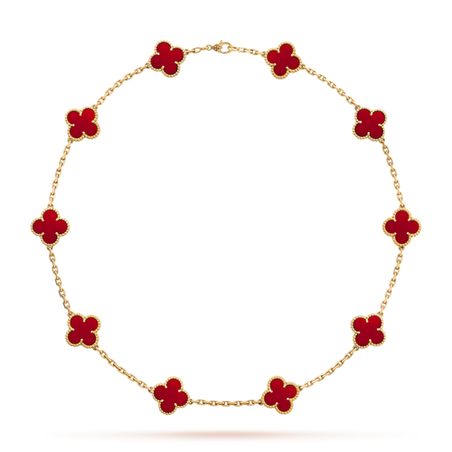[Amore]CLOVER 10 MOTIFS CARNELIAN NECKLACE