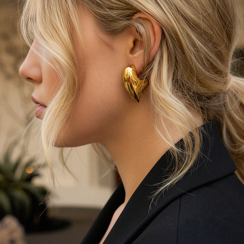 [Amore]Aimee Chunky Heart Gold Earrings