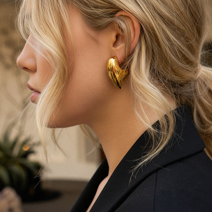 [Amore]Aimee Chunky Heart Gold Earrings