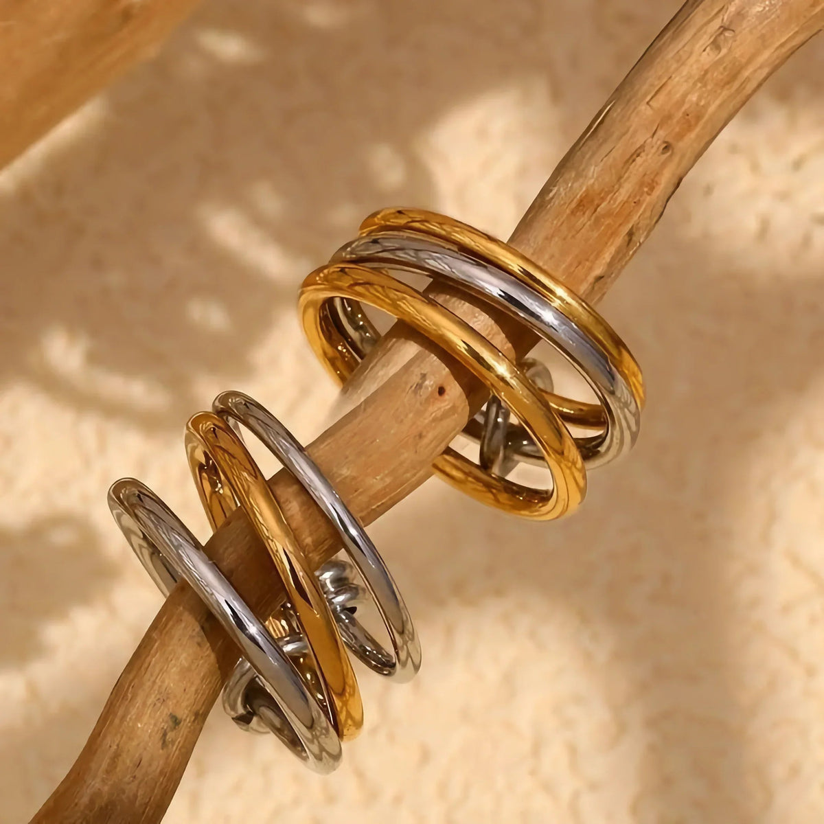 [Amore]Gabriela Two-Tone Ring Stack