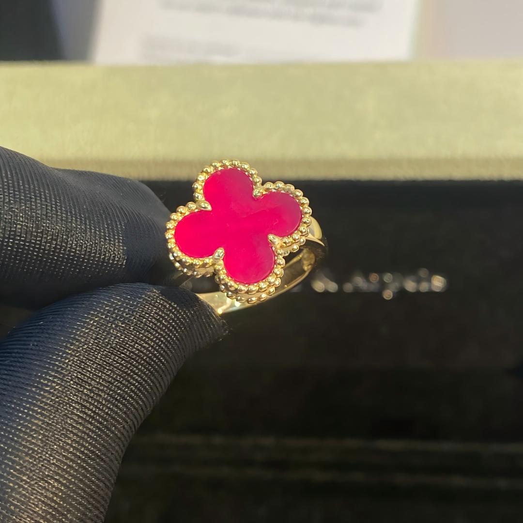 [Amore]NEW CLOVER PINK ENAMEL RINGS