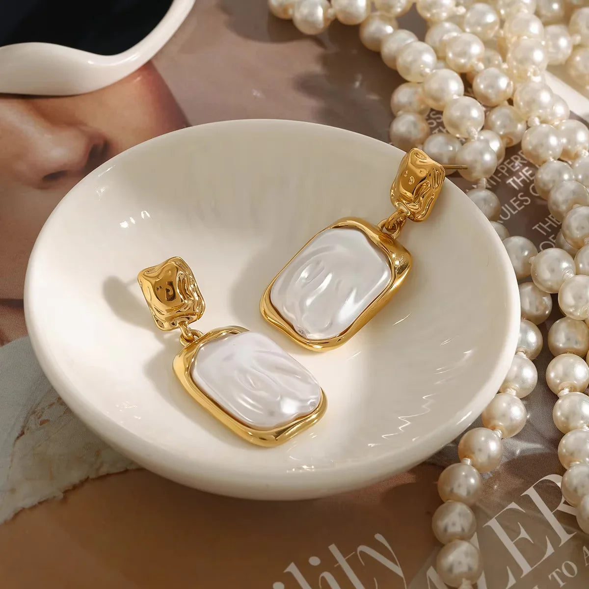 [Amore]Brittany Freshwater Pearl Slate Earrings