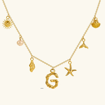 [Amore]Avaria Ocean Initial Necklace