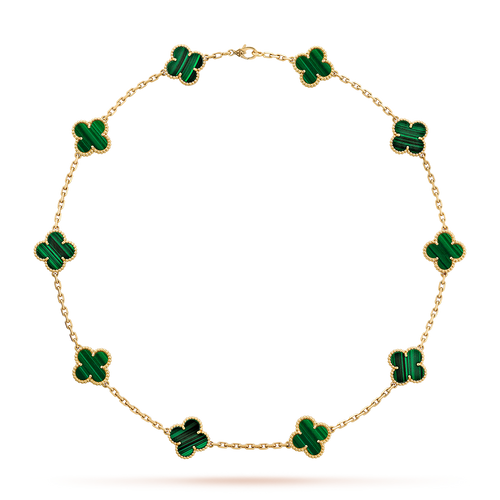 [Amore]CLOVER 10 MOTIFS MALACHITE NECKLACE