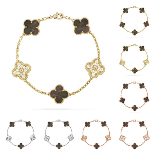 [Amore]LUCKY CLOVER 5-MOTIF BRACELET - GREY MOTHER-OF-PEARL COLLECTION