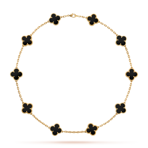 [Amore]CLOVER 10 MOTIFS ONYX NECKLACE