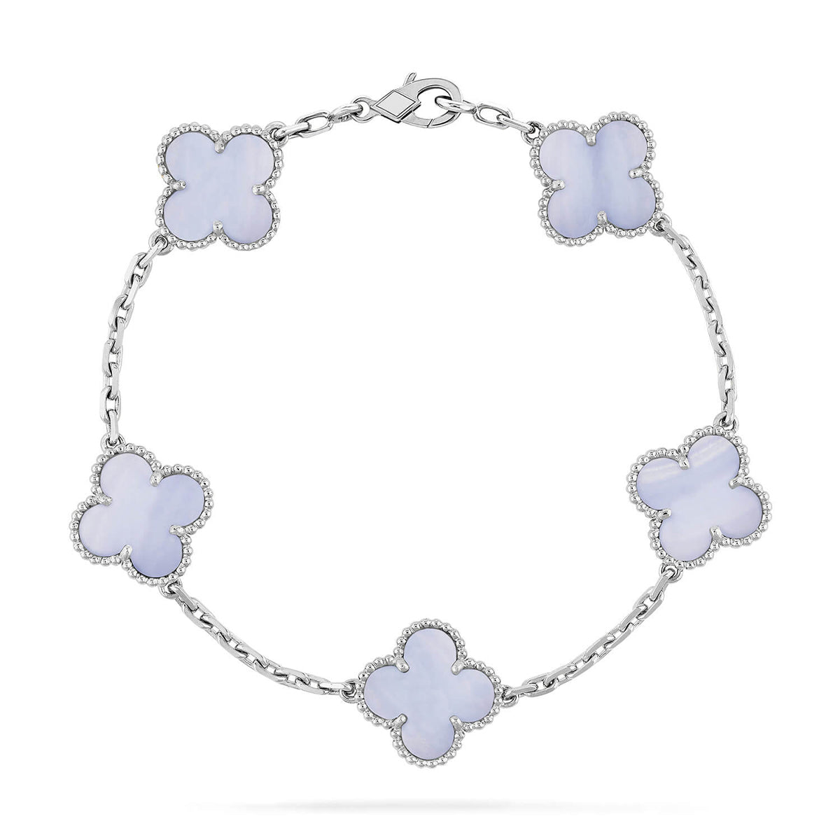[Amore]LUCKY CLOVER 5-MOTIF BRACELET - PURPLE CHALCEDONY COLLECTION