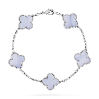[Amore]LUCKY CLOVER 5-MOTIF BRACELET - PURPLE CHALCEDONY COLLECTION