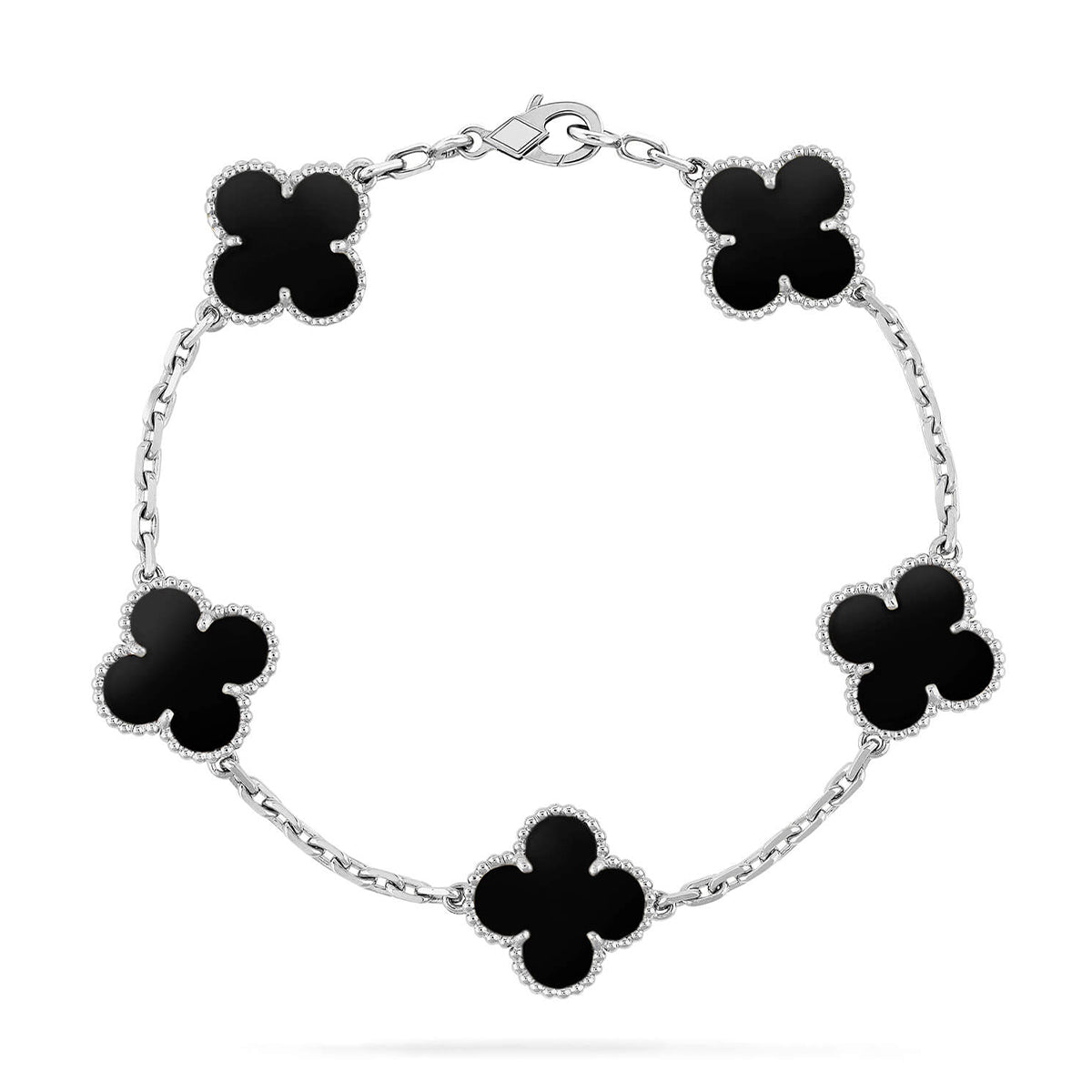 [Amore]LUCKY CLOVER 5-MOTIF BRACELET - BLACK OXNY COLLECTION