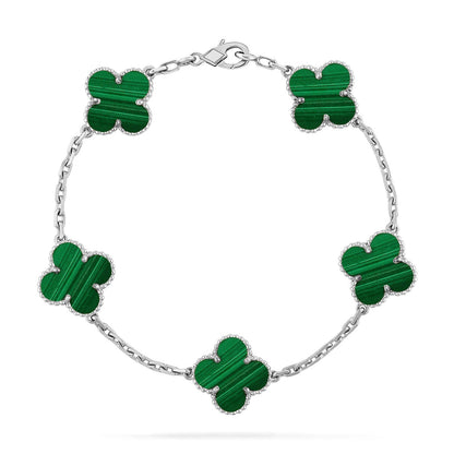 [Amore]LUCKY CLOVER 5-MOTIF BRACELET - MALACHITE COLLECTION
