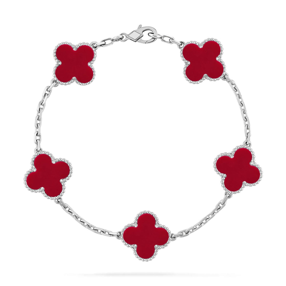 [Amore]LUCKY CLOVER 5-MOTIF BRACELET - RED CARNELIAN COLLECTION