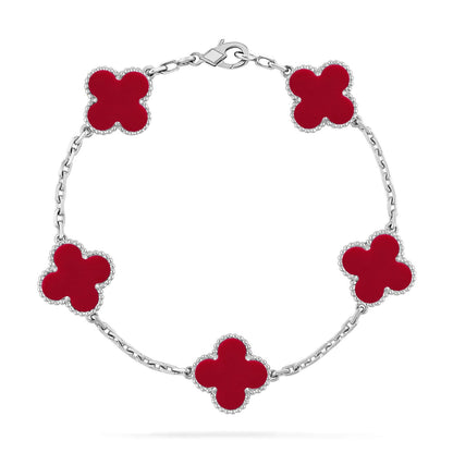 [Amore]LUCKY CLOVER 5-MOTIF BRACELET - RED CARNELIAN COLLECTION