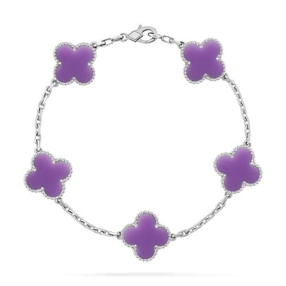 [Amore]LUCKY CLOVER 5-MOTIF BRACELET - LAVENDER COLLECTION