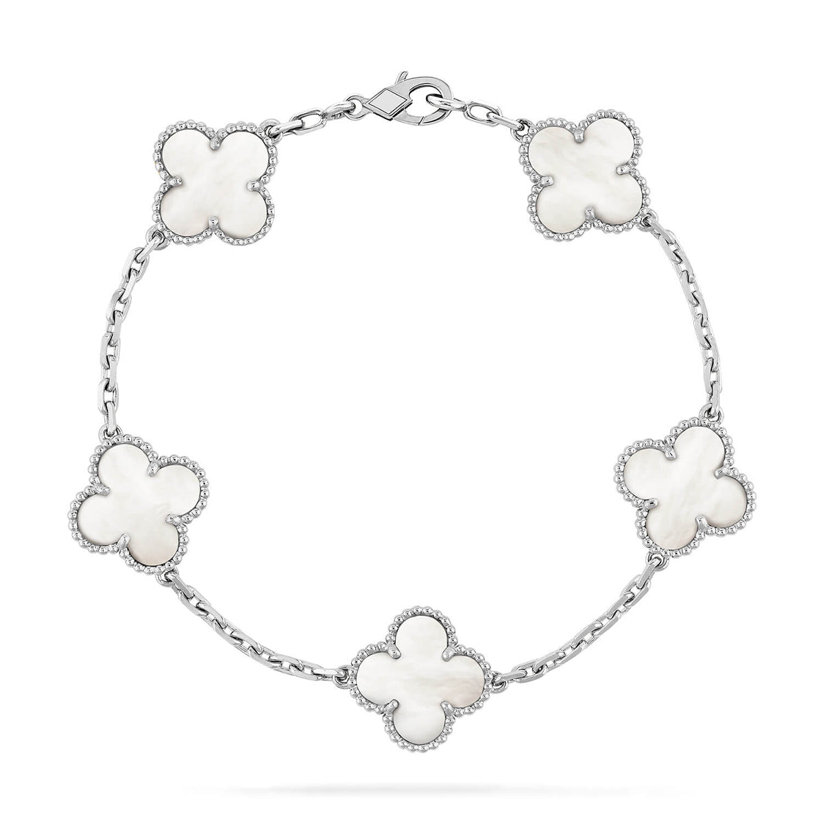 [Amore]LUCKY CLOVER 5-MOTIF BRACELET - WHITE MOTHER-OF-PEARL COLLECTION