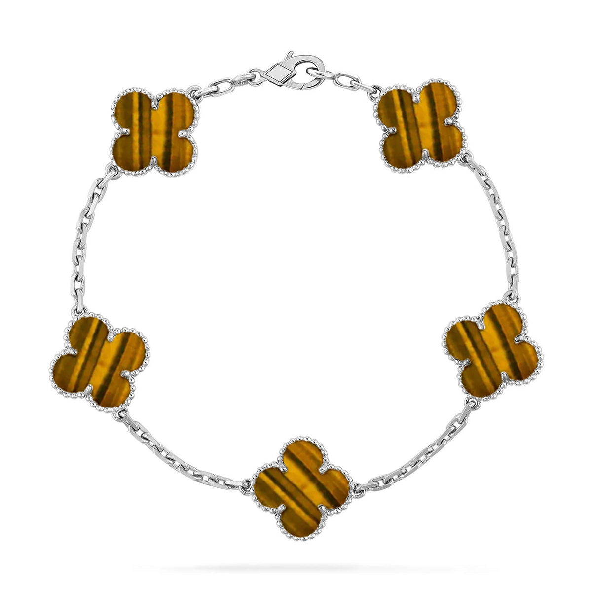 [Amore]LUCKY CLOVER 5-MOTIF BRACELET -  TIGER’S EYE COLLECTION