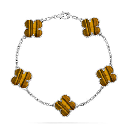 [Amore]LUCKY CLOVER 5-MOTIF BRACELET -  TIGER’S EYE COLLECTION