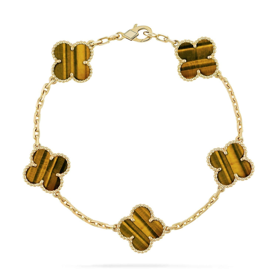 [Amore]LUCKY CLOVER 5-MOTIF BRACELET -  TIGER’S EYE COLLECTION