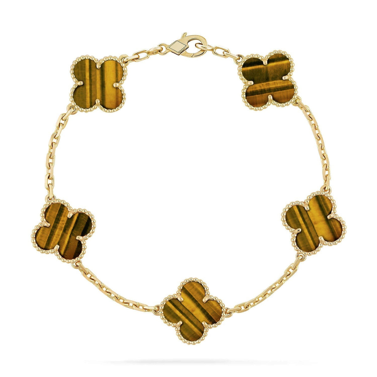 [Amore]LUCKY CLOVER 5-MOTIF BRACELET -  TIGER’S EYE COLLECTION