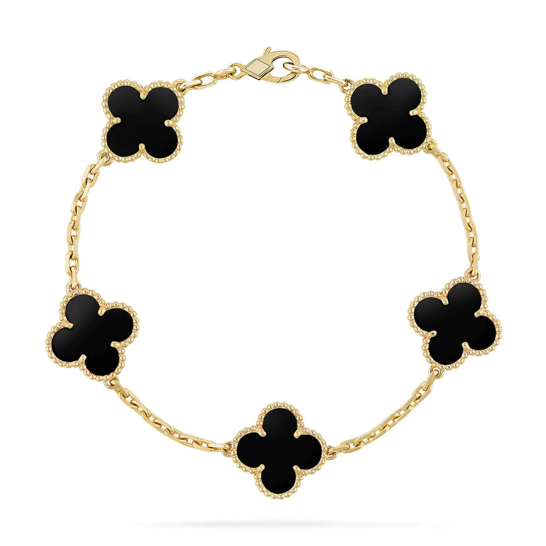 [Amore]LUCKY CLOVER 5-MOTIF BRACELET - BLACK OXNY COLLECTION