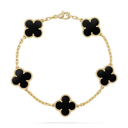 [Amore]LUCKY CLOVER 5-MOTIF BRACELET - BLACK OXNY COLLECTION