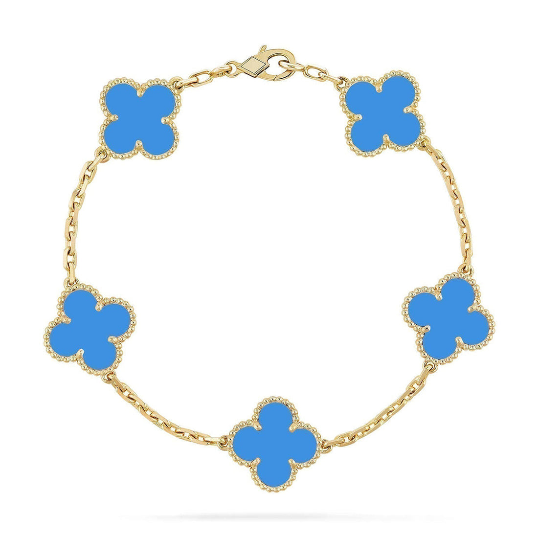 [Amore]LUCKY CLOVER 5-MOTIF BRACELET - BLUE AGATE COLLECTION