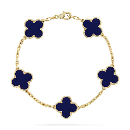[Amore]LUCKY CLOVER 5-MOTIF BRACELET - LAPIS LAZULI COLLECTION