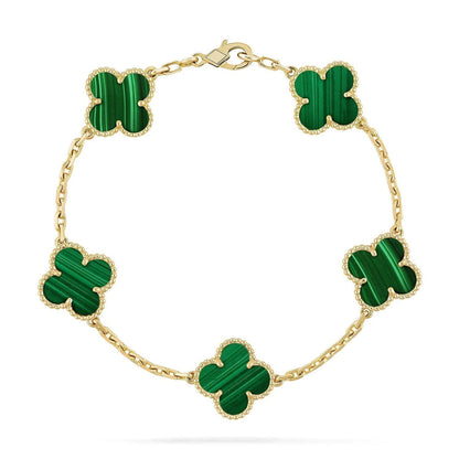 [Amore]LUCKY CLOVER 5-MOTIF BRACELET - MALACHITE COLLECTION