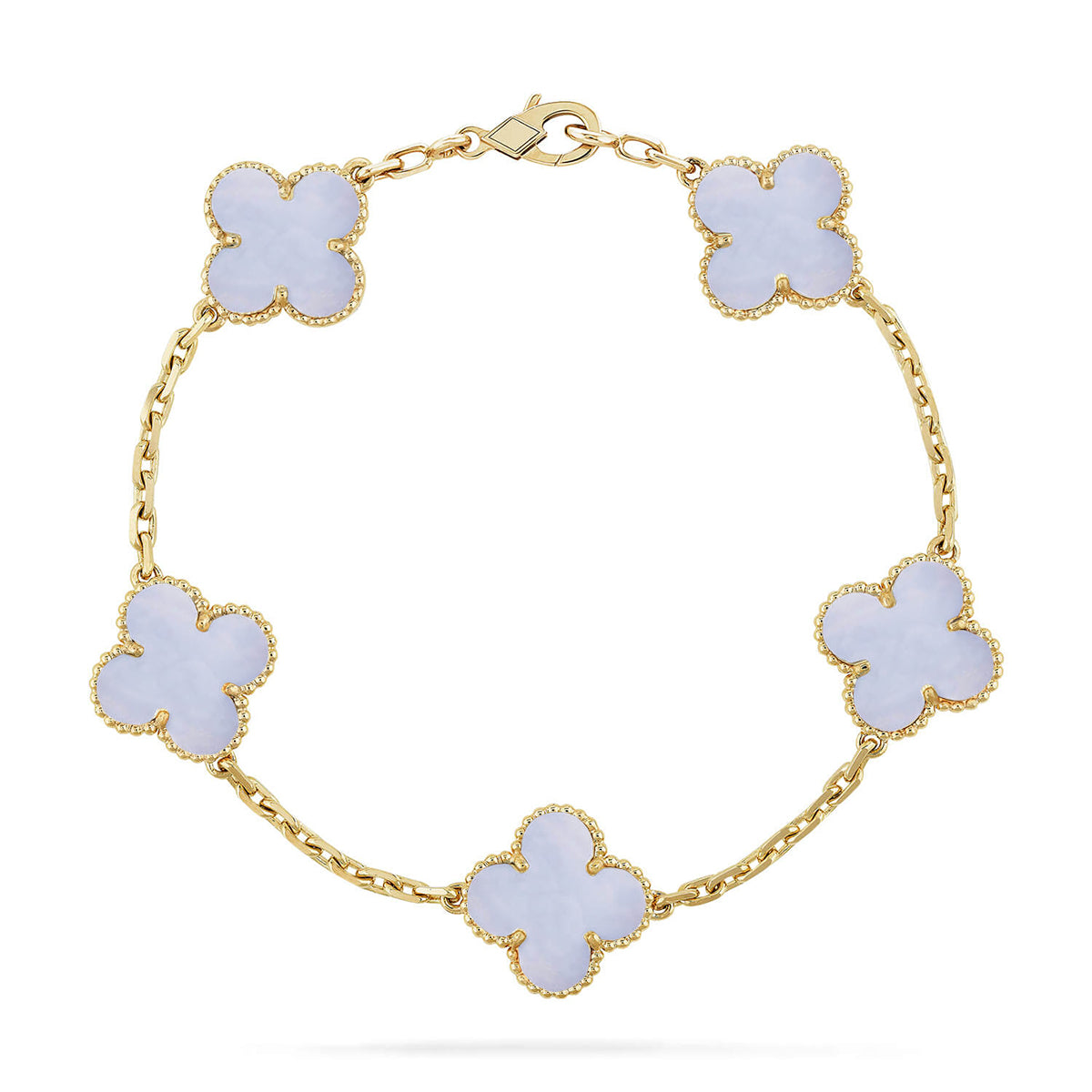 [Amore]LUCKY CLOVER 5-MOTIF BRACELET - PURPLE CHALCEDONY COLLECTION