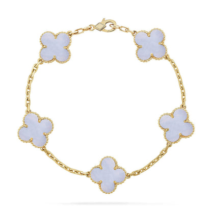 [Amore]LUCKY CLOVER 5-MOTIF BRACELET - PURPLE CHALCEDONY COLLECTION