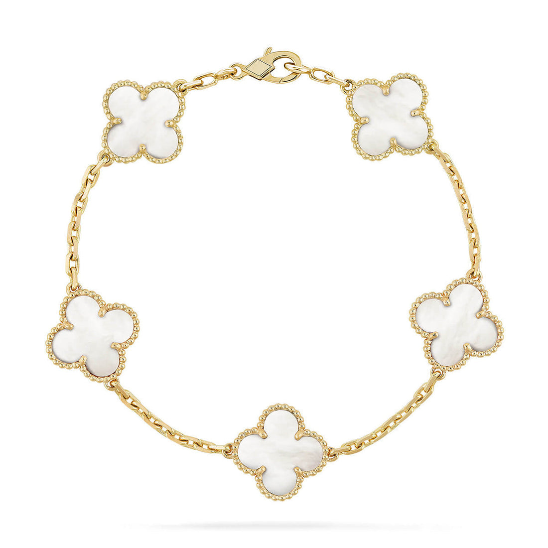 [Amore]LUCKY CLOVER 5-MOTIF BRACELET - WHITE MOTHER-OF-PEARL COLLECTION