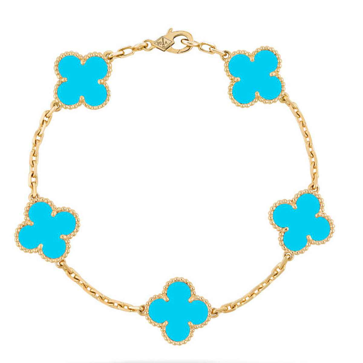 [Amore]LUCKY CLOVER 5-MOTIF BRACELET - TURQUOISE COLLECTION
