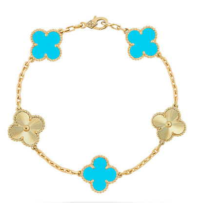 [Amore]LUCKY CLOVER 5-MOTIF BRACELET - TURQUOISE COLLECTION